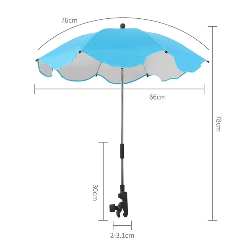 UV Protection Sunscree Rainproof Baby Umbrella Infant Stroller Cover Can Bent Freely Does Not Rust Universal Stroller Accessorie