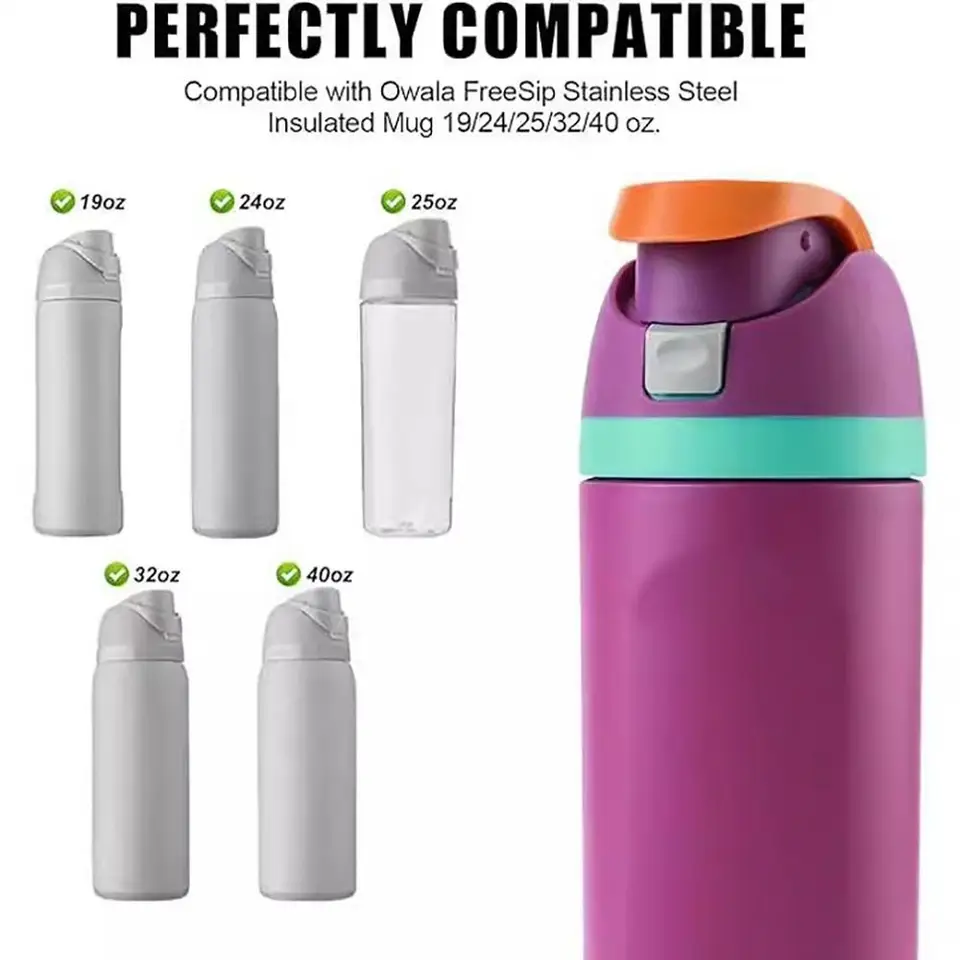 Replacement Lid For Owala Freesip Water Bottle - 2 Pack One-Button Leak-Proof Cap For 16oz, 24oz, 32oz, 40oz Bottles, BPA-Free (Purple)