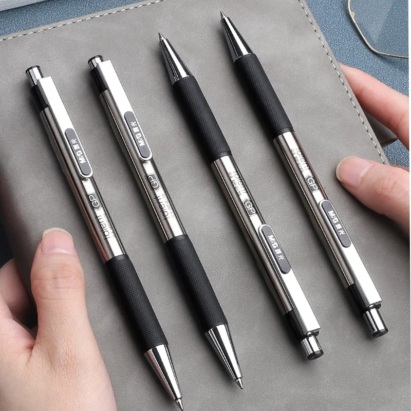 Gel Pens Metal Sign Pens Retractable Gel Pens Ballpoint Pen Retractable Stainless Steel Ballpoint Gel Pens 0.5mm Fine Point Bullet Tip Black Blue ink Refill Smooth Writing Grip Signing Pen