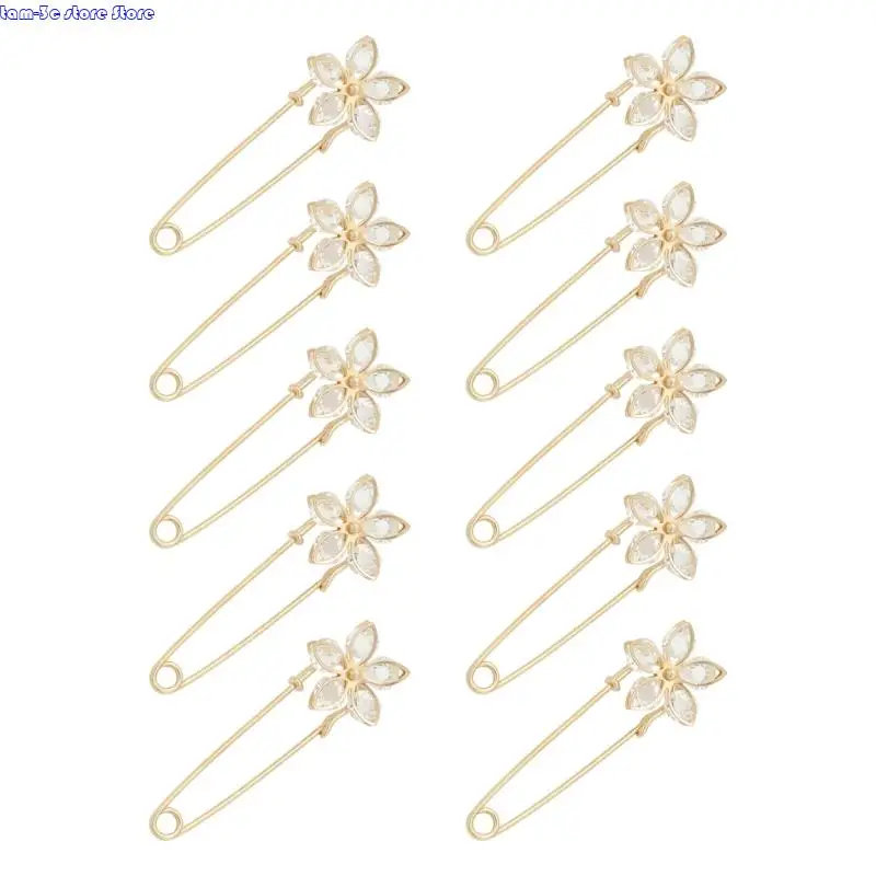 D0UA 10pcs 꽃 안전 핀 가디건 칼라 칼라 클립 장식 브로치 청바지 허리 조향자 바지 셔츠 드레스를위한 핀