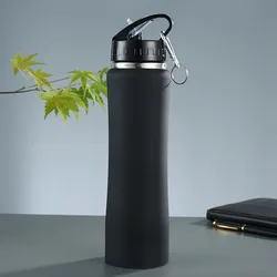 Insulated Stainless Steel Water Bottle with Straw - Premium Gift - 600ml (Black)