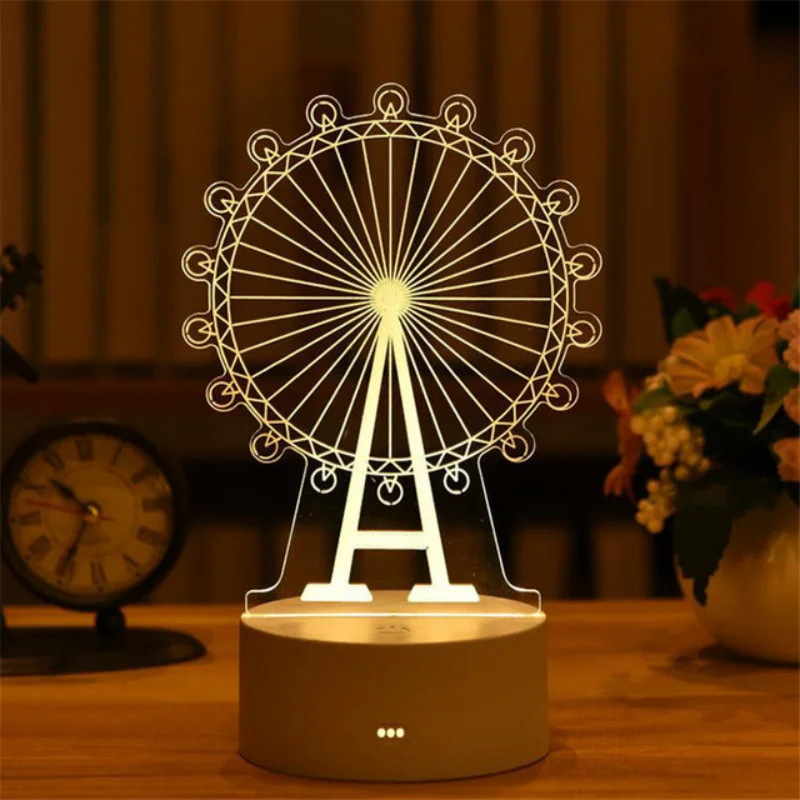 3D Lamp Acrylic USB LED Night Lights Neon Sign Lamp Xmas Christmas Decorations for Home Bedroom Birthday Decor Wedding Gifts
