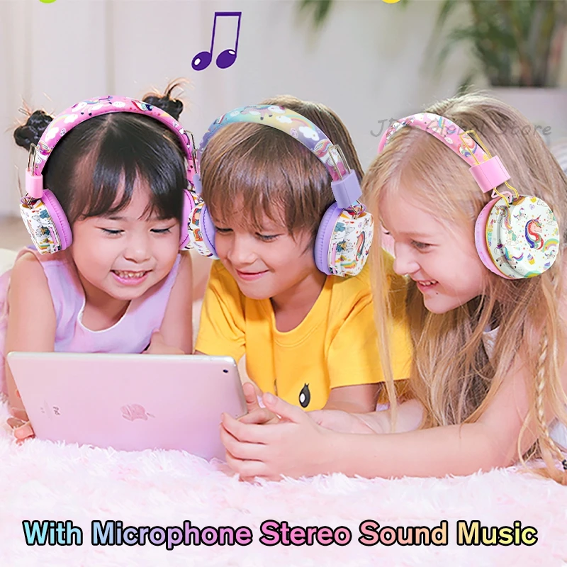 Fone de Ouvido Via Bluetoothfones de Ouvido sem Fio com Microfone Arco-íris Unicórnio Crianças Meninas Estéreo Música Capacete Fone de Ouvido Gamer tf Cartão para o Telefone das Crianças - Image 6