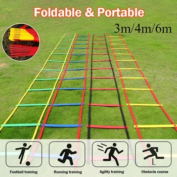 Scala di agilità regolabile 3m/4m/6m per allenamento di velocità e coordinamento per calcio e basket, con gradini morbidi, ausilio per l'allenamento