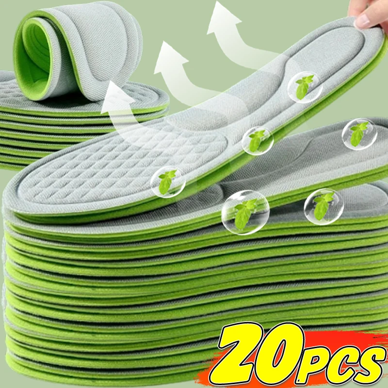 2/20pcs Memory Foam Orthopedic Insoles Unisex Deodorizing Insole Shoes Sports Absorbs Sweat Soft Antibacterial Shoe Accessories