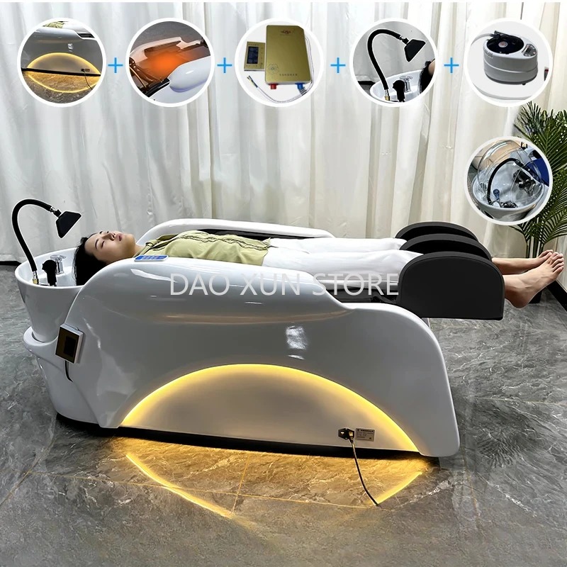 

Foot Spa Portable Shampo Chair Luxury Intelligent Electric Steam Hair Washing Chair Massage Cabeceiras Salon Equipment MQ50SC
