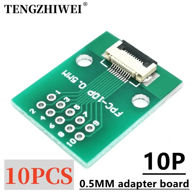 

10PCS FFC/FPC adapter board 0.5MM-10P to 2.54MM welded 0.5MM-10P flip-top connector