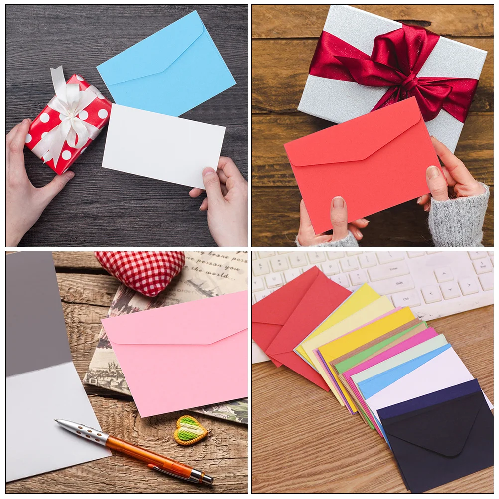 Kraft Paper Envelopes Window Envelopes Mailing Envelopes Mini Envelopes 50 Pcs Colored Small Envelopes Writing Letter Cover for Paper Stationery European Style Card Holder Cardboard