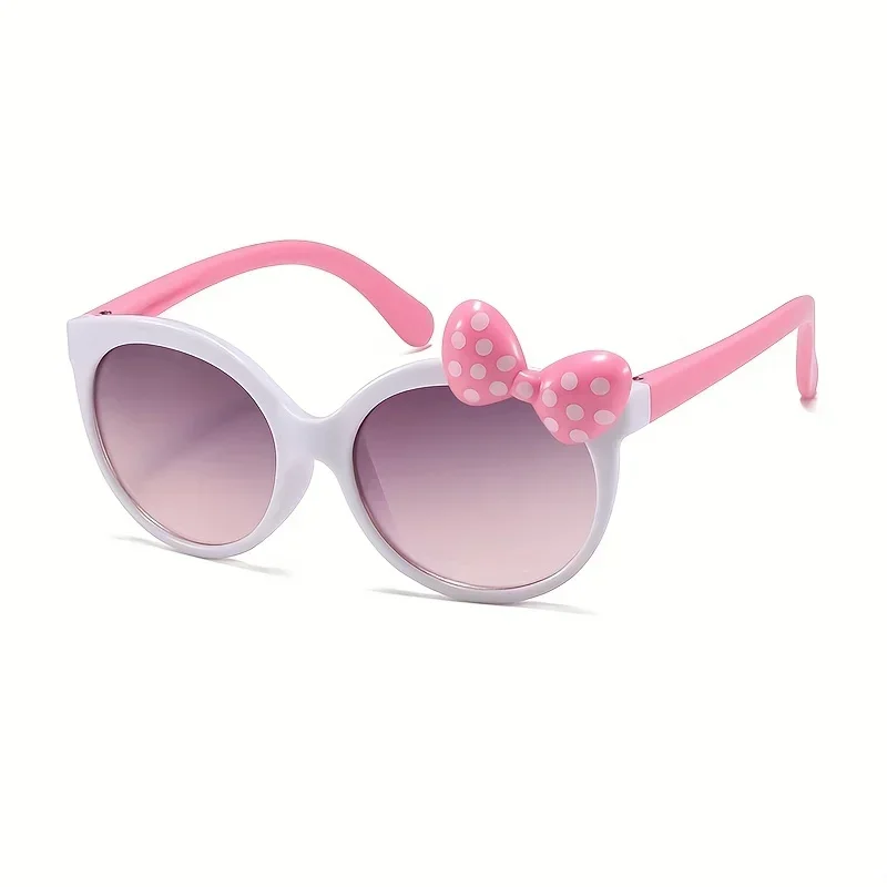 Sunglasses for childGirls UV400 Trendy Round Frame Bow Decor Outdoor Sports