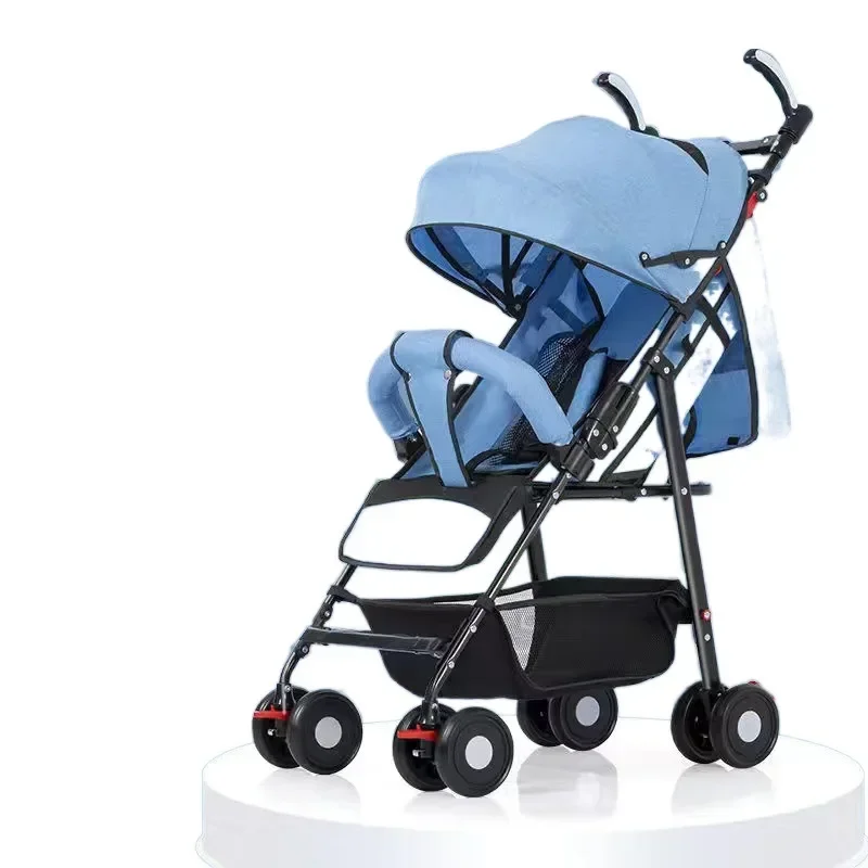 Baby strollers are portable and foldable, simple strollers can sit, lie down, go out, and fold