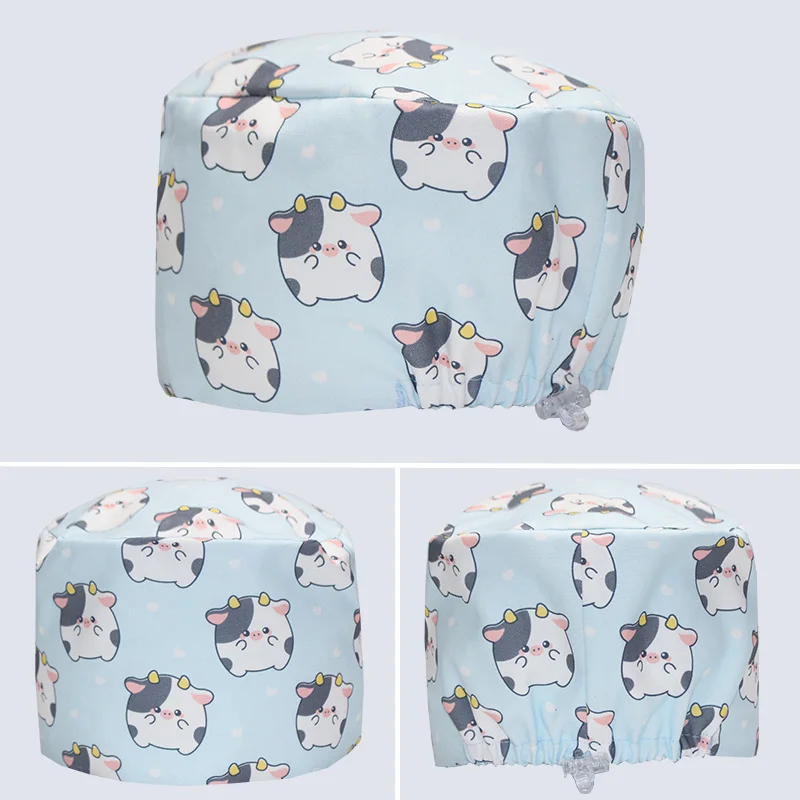 Women Dental Scrub Hats for Long Hair Colorfast Surgeon Headwear Sanitary Pediatric Scrub Caps Soft Pet Clinic Nursing Cap K1082