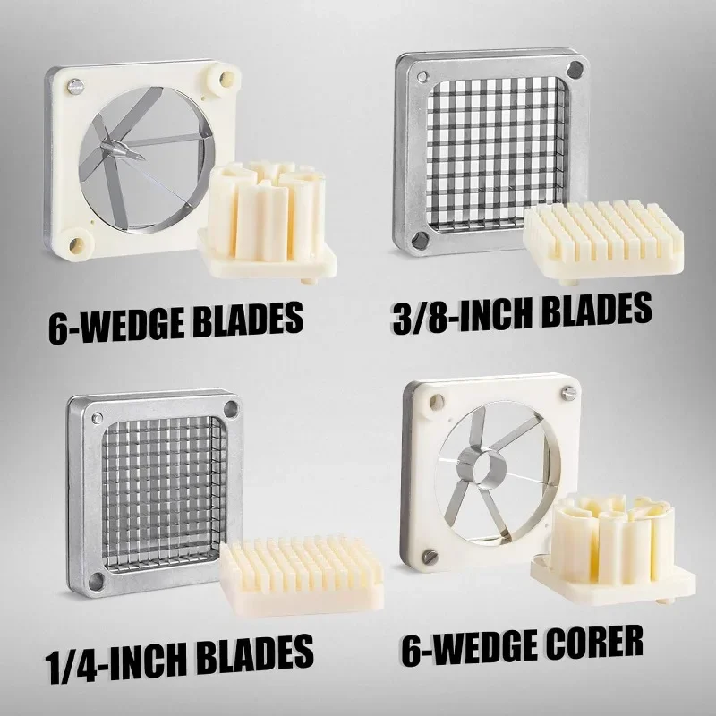 Commercial French Fry Cutter with 4 Replacement Blades, 1/2" or 1/4" or 3/8" 6 8-wedge Slicer 6-wedge Apple Corer