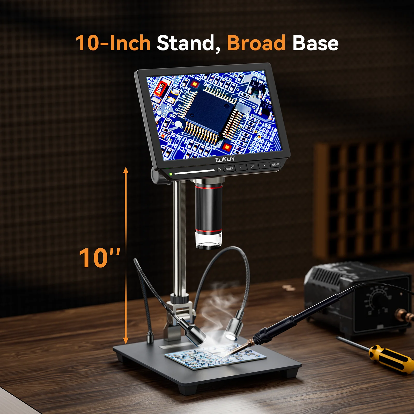 4K Digital Microscope Elikliv EM4K 8" Coin Microscope 2000x,52MP Microscope Soldering Microscope for Adults 4