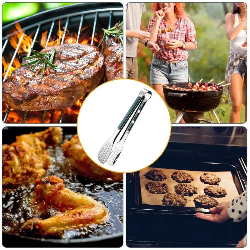 1pc Non Slip Stainless Steel Food Tongs Meat Salad Bread Clip Barbecue Grill et Clamp Cooking Tools Kitchen Accessories