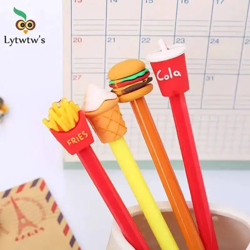 1 Stück Lytwtw's süße Kawaii kreative Fast-Food-Hamburger Cola Schule Büro Schreibwaren Gelstift süße schöne lustige Pommes-Eis