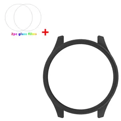 Dual Function Protective PC Case & Screen Protector Glass for Xiaomi Watch S5 (Black film)