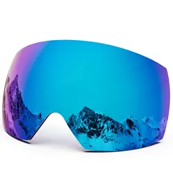 Professional Magnetic Ski Goggles with Double Layers and Anti-fog UV Protection (Blue Lens)
