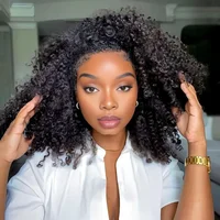 ISEE Hair – demi-perruque 3 en 1, cheveux naturels crépus bouclés, bandeau amélioré, sans colle, avec cordon de serrage, Clip sans couture, rabattable 3