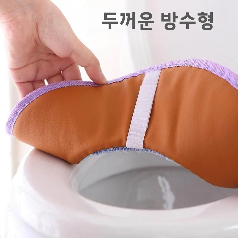 두꺼운 플러시 변기 시트 커버 가정용 사계절 방수 변기 매트 가을 겨울 지퍼형 변기 시트 쿠션
