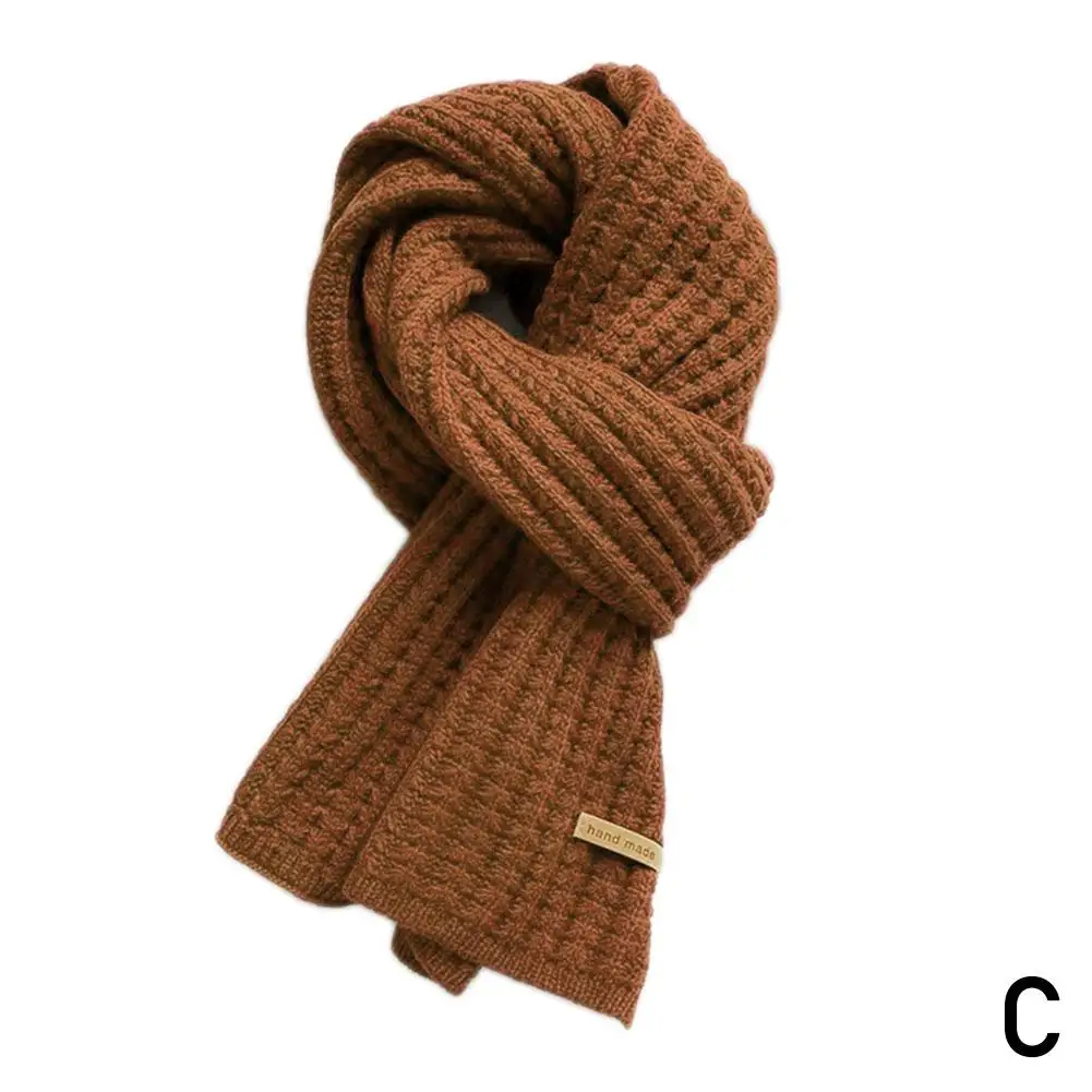 1pc Solid Color Wool Scarf Female Korean Version Cute Neck Knit Autumn Winter Warm Girl Thick E4p7