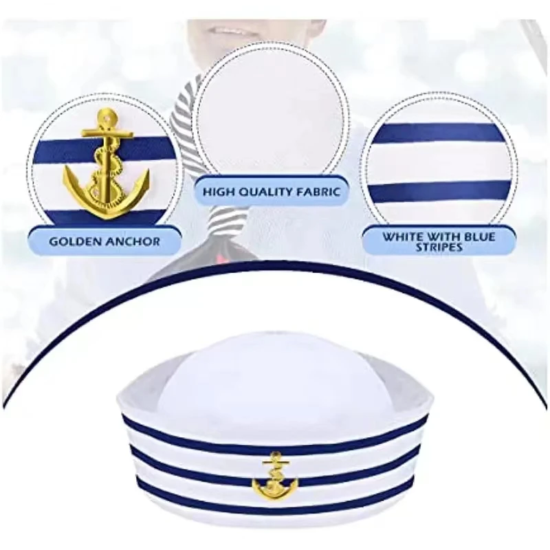 Cappello Marinaio Adulti Unisex - Costume Nautico Per Feste, Halloween E Cosplay - Foto 8
