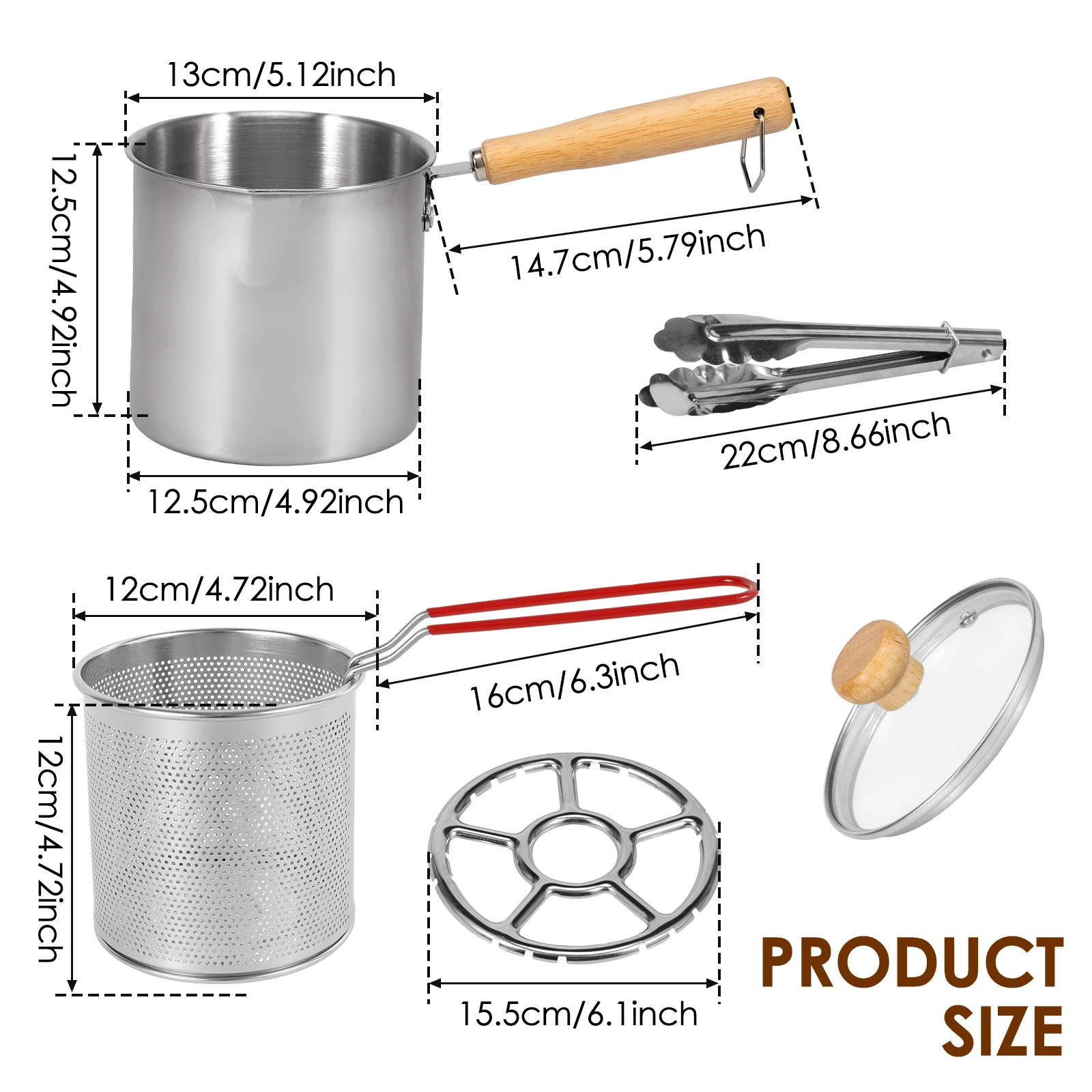 Stainless Steel Deep Frying Pot with Basket and Lid - Food Grade Fryer