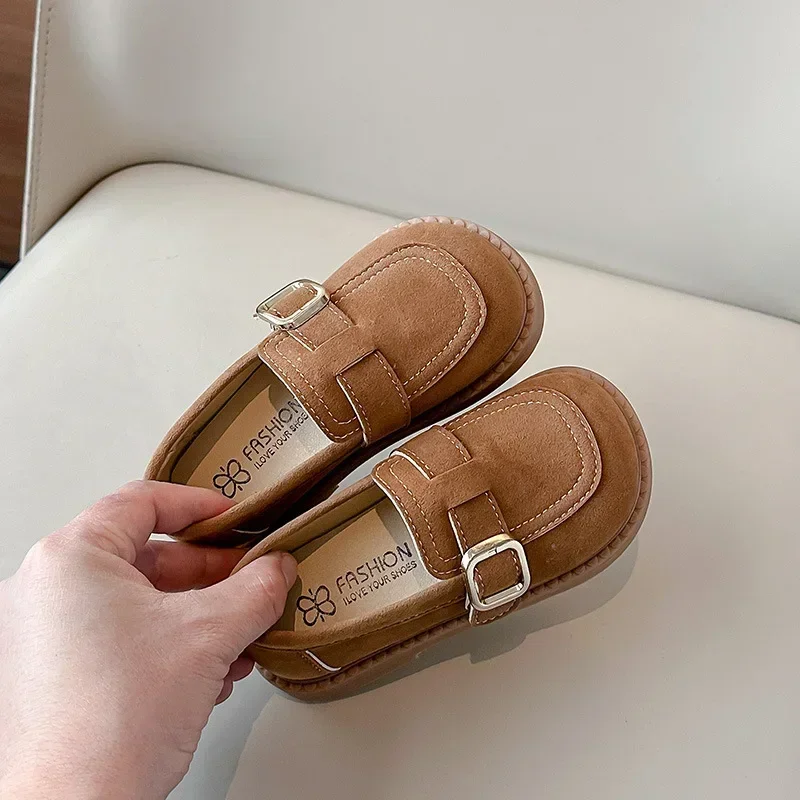 Girls Leather Moccasins Casual Soft Flat Shoes