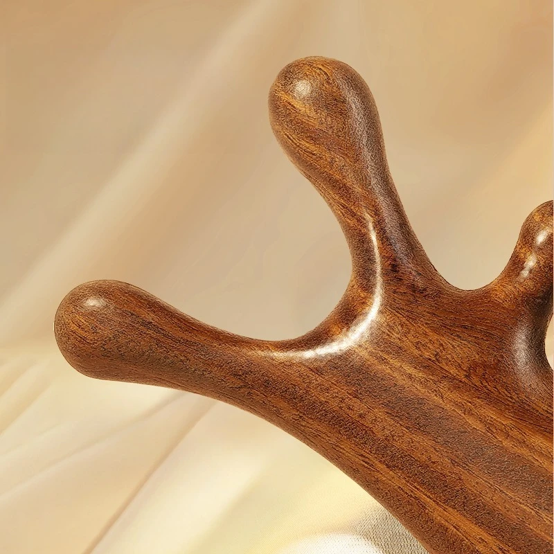 4-in-1 Scalp Massager Comb and Head Therapy Tool for Hair Loss, Gua Sha Meridian Relaxation - Premium Sandalwood Comb for Facial