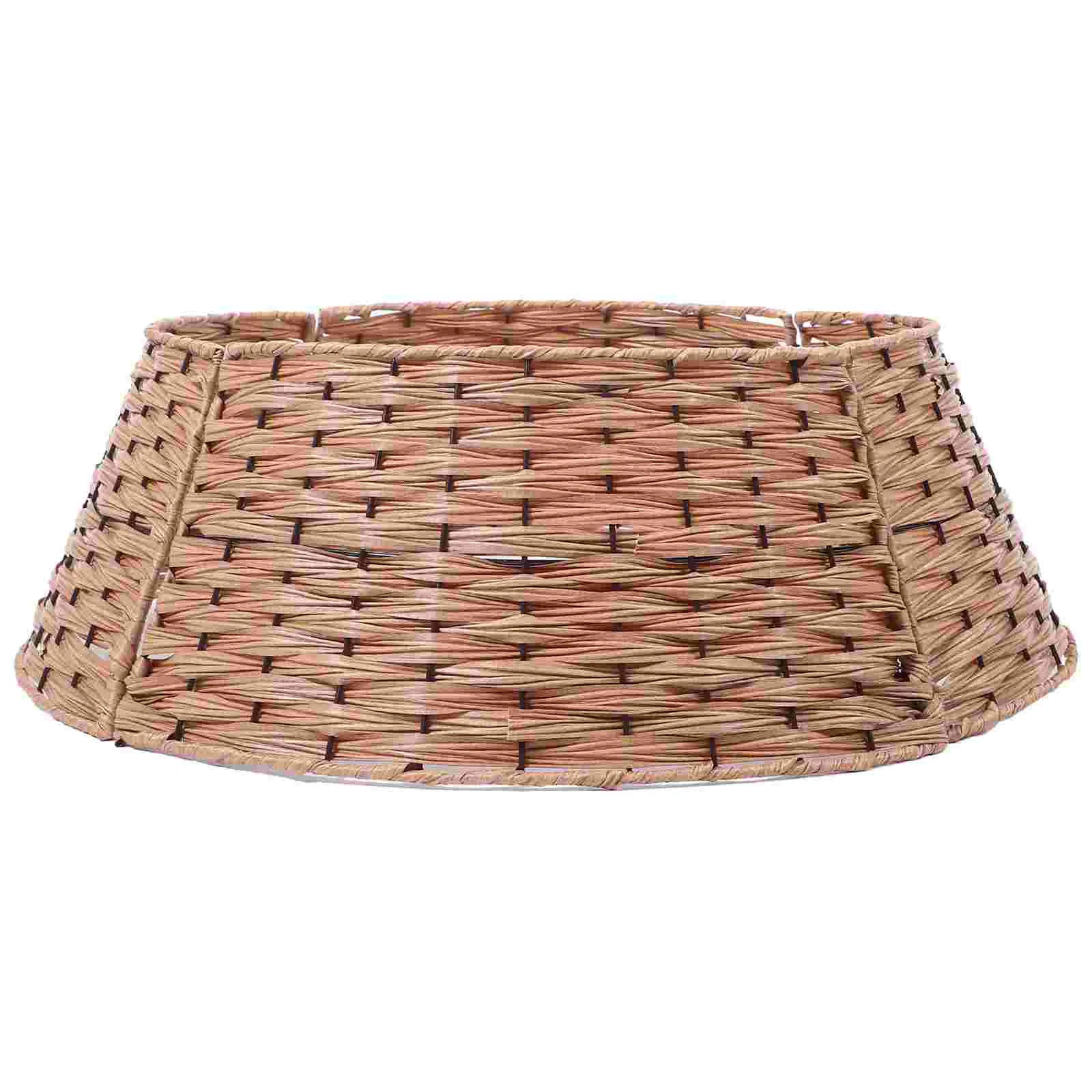 

Christmas Tree Collar Artificial Rattan Stand Xmas Tree Skirt Wicker Base Basket Cover Ring Holiday Party Decor