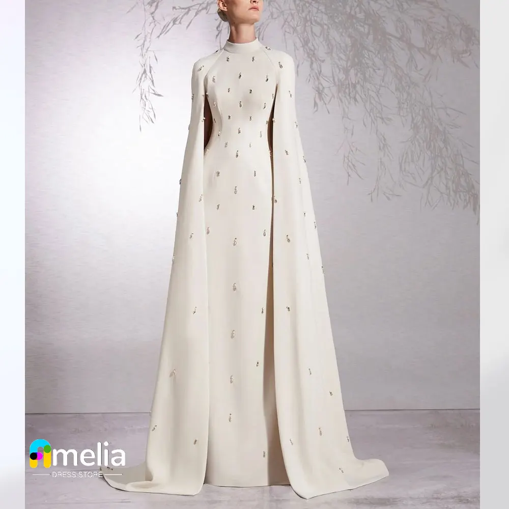 

Amelia High Neckline Prom Dress Long Sleeves With Floor Length Evening Dress With Women Wedding Party Formal Gowns Arabia