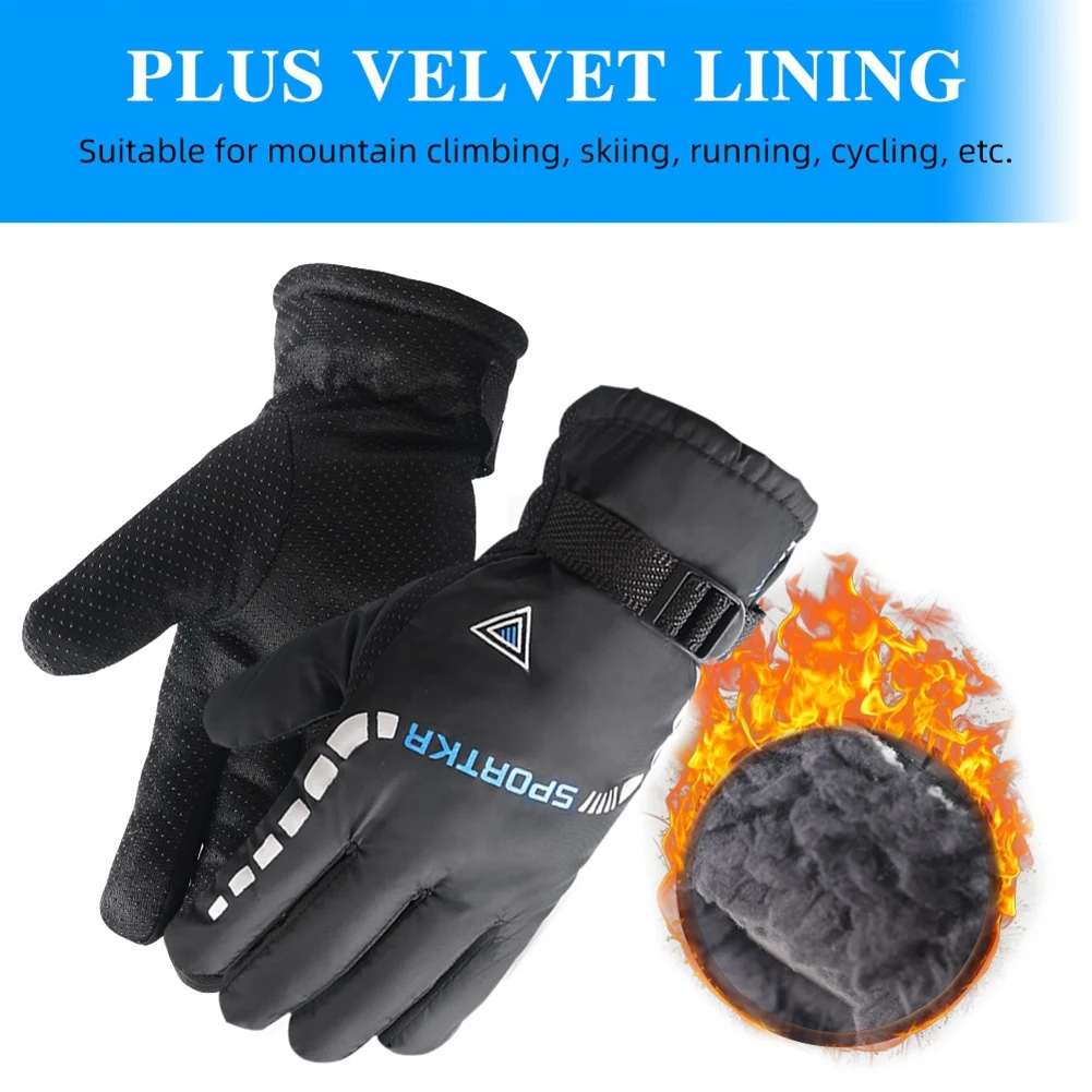 Men Winter Ski Gloves Windproof Thermal Outdoor Sport Cycling Bike Gloves Bicycle Motorcycle Hiking Camping Hand Warm Gloves 2