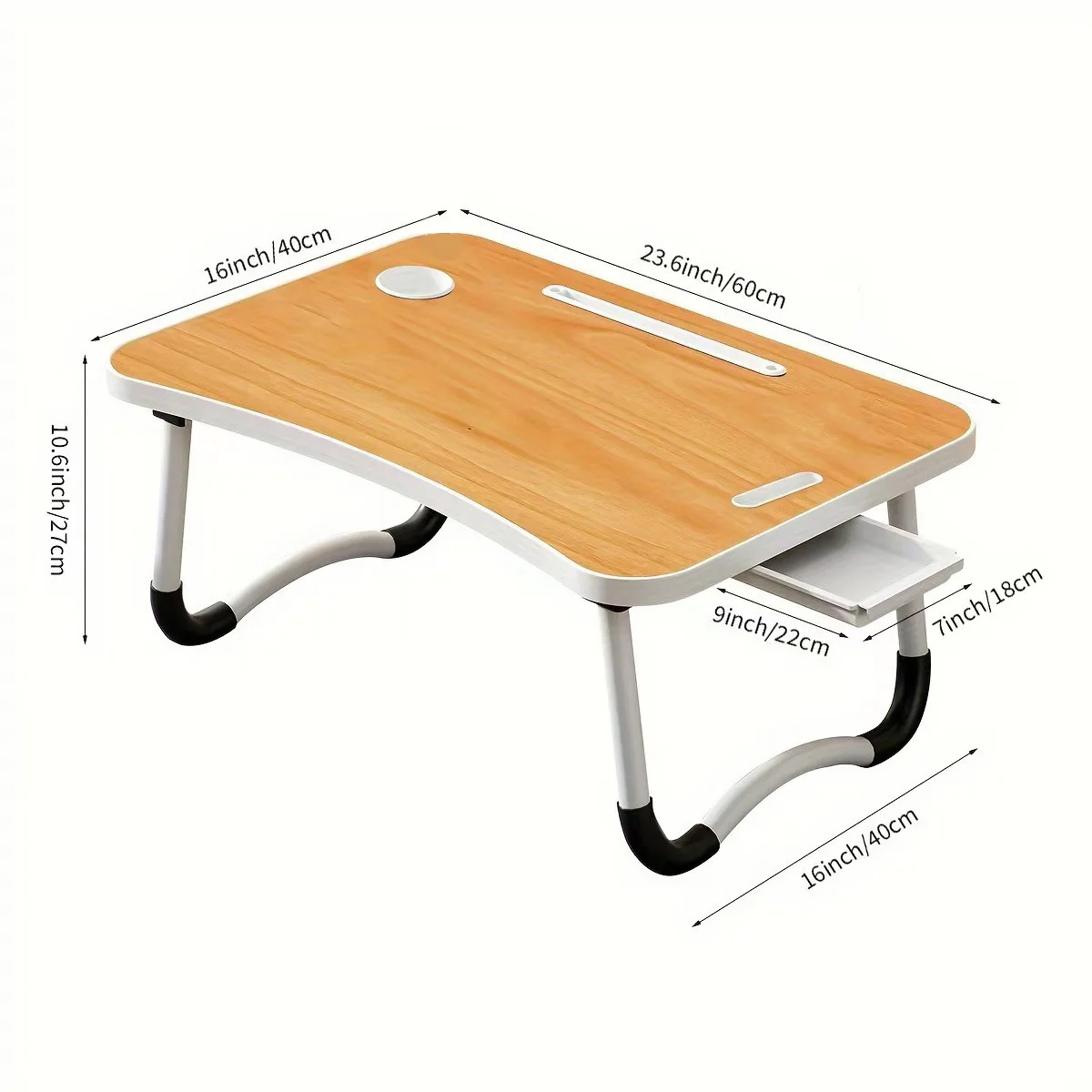 Laptop Bed Table Foldable Lap Table with Cup Holder Drawer Tablet Stand Laptop Bed Tray Table Portable Lap Table Foldable Legs 6