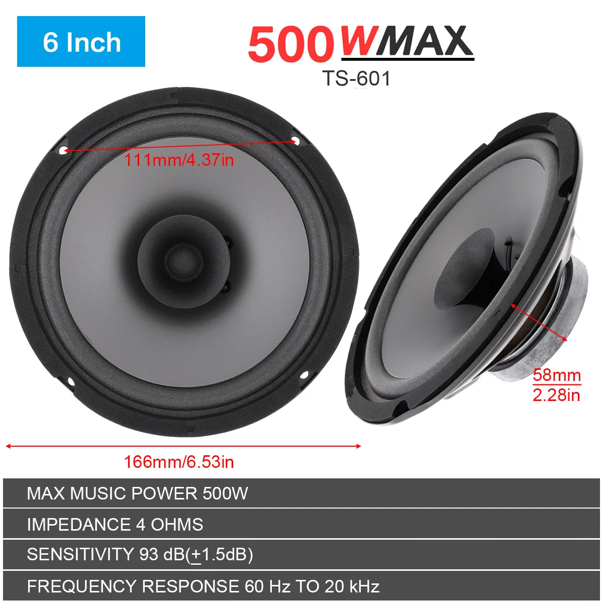 4/5/6 Inch Universal Car HiFi Coaxial Stereo Speakers 300/400/500W Auto Door Audio Music Full Range Frequency Speaker car coaxial speakers