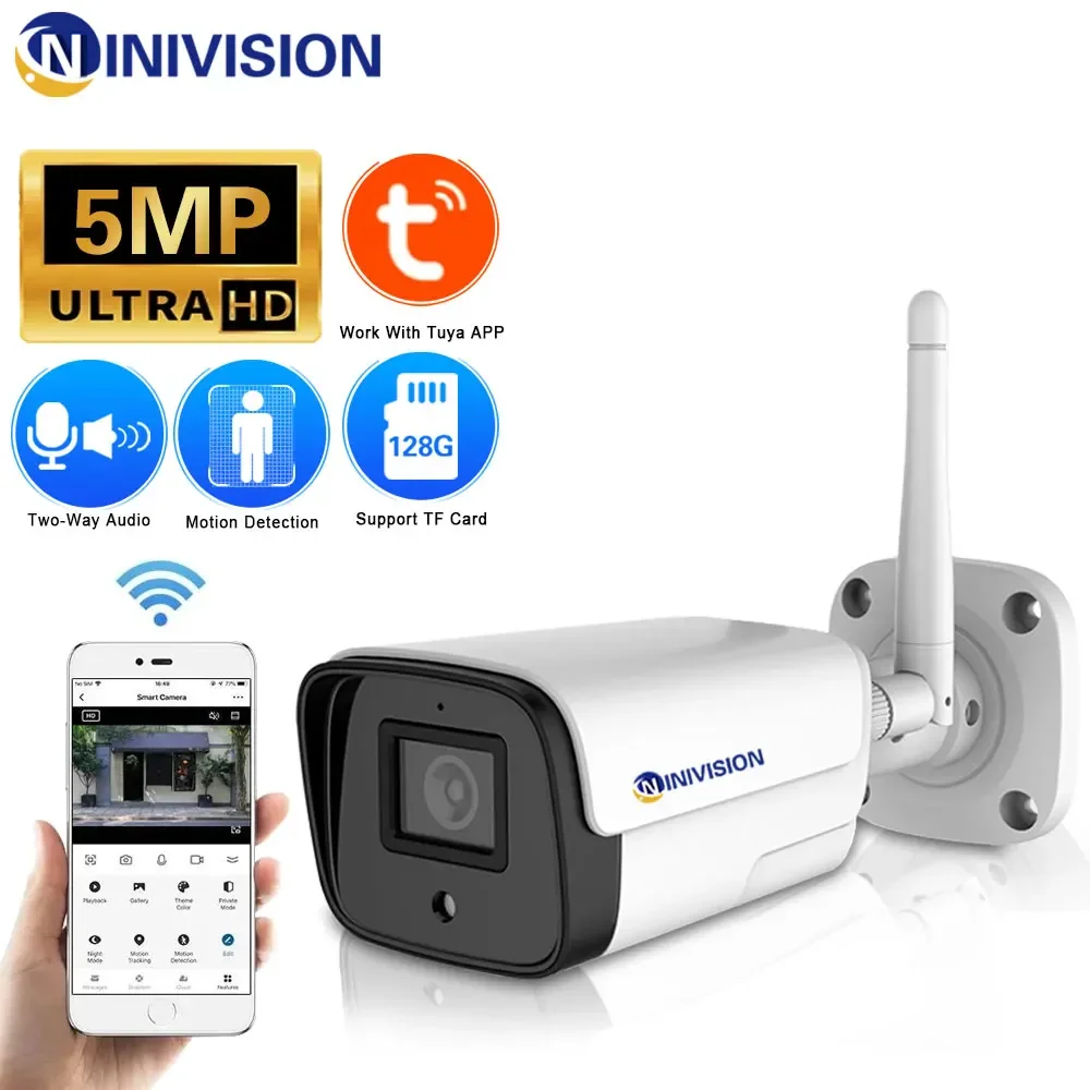 Tuya Smart Life Cloud Wireless Wifi IP Outdoor Camera 5MP Motion Detection/Alert Email Audio IR Cut Night Vision IP66 Waterproof