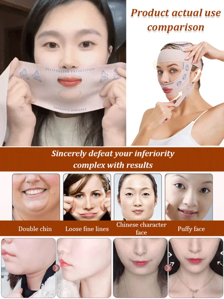 Elastic V Shaped Mask Strap Double Press Face Sculpting Mask Double-Chin Reducer Face Slimming Bandage Jawline Lift Devices