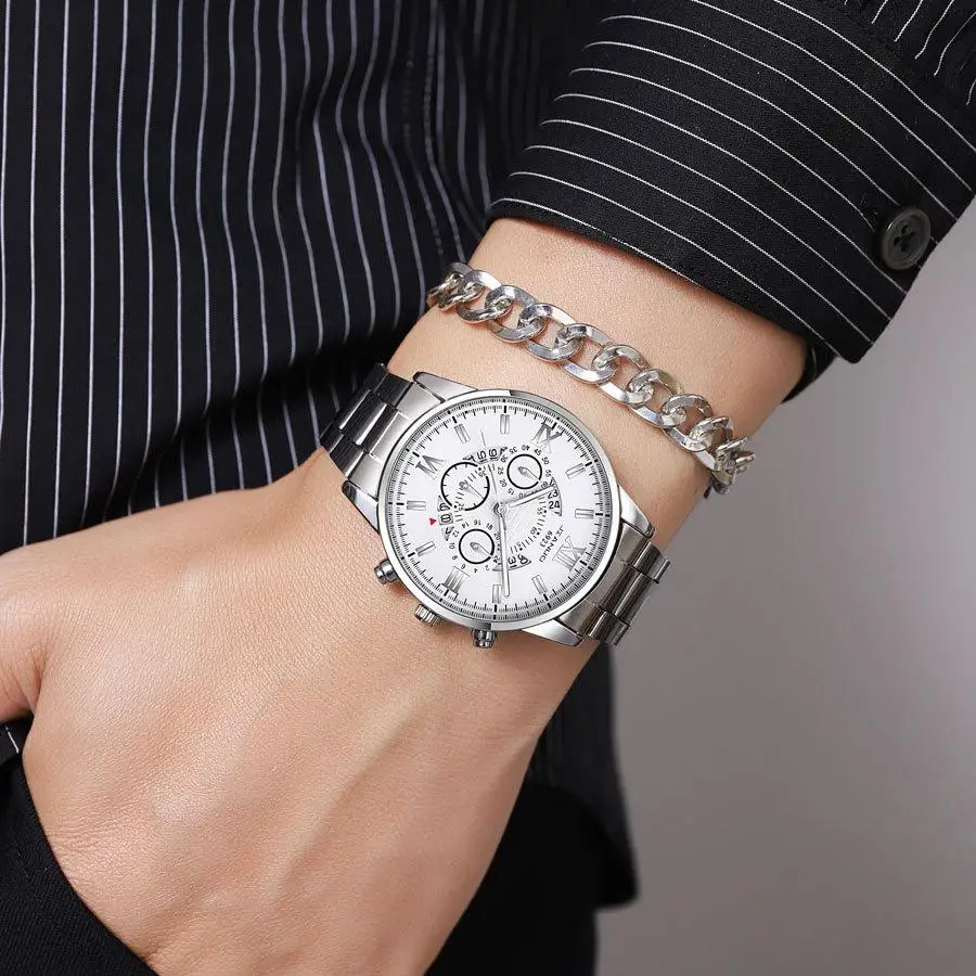 Luxury Men's Steel Strap Luminous Calendar Watch Business Fashion Wristwatch Sports Watch Men's Gifts 4