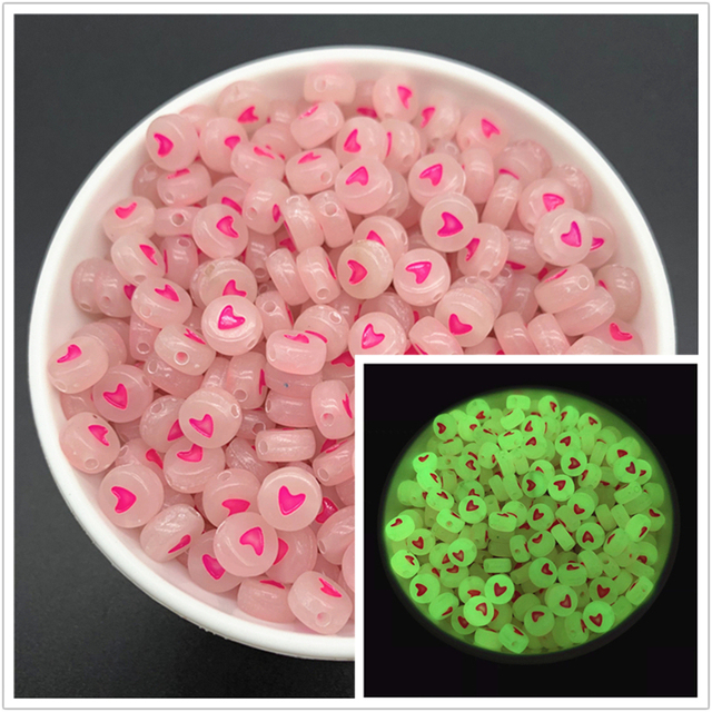 7mm Luminous Letter Beads Alphabet Acrylic Spaced Beads For Jewelry Making DIY Charms Bracelet Necklac