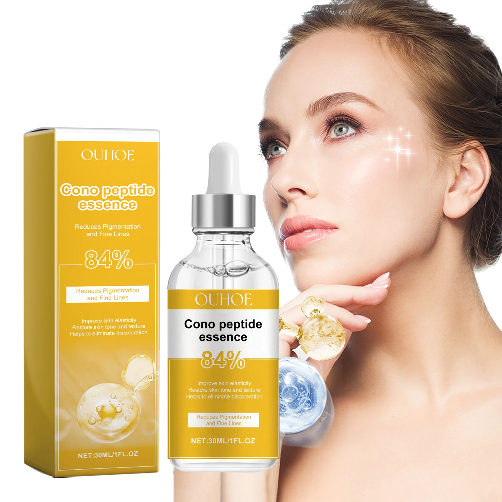 OUHOE Cono Peptide Essence Niacinamide Face Moisturize Nourish Brighten Skin Lift Forehead Wrinkles Anti-aging Face Serum