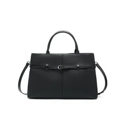 Elegant Women's Large - Capacity Luxury Tote and Shoulder Bag in Premium Cowhide (Black)