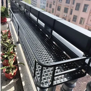 Organizzatore espansivo per binario per balcone in ferro, elegante portavasi decorativo da appendere, supporto per fiori in stile europeo, spazio verde urbano 1