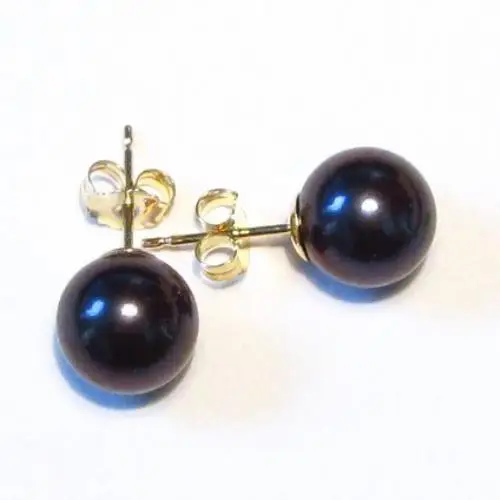 Charming AAA 10-11mm South Sea Round Black Pearl Earrings 14K Jewelry Gift