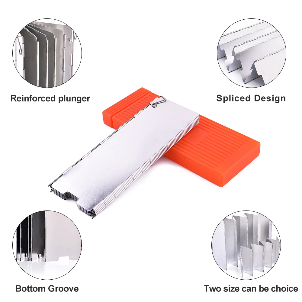 Camping Wind Shield Portable Camping Wind Shield Aluminum Alloy Stainless Steel 9pcs Windproof Stove Screen Storage Box for Outdoor Cooking