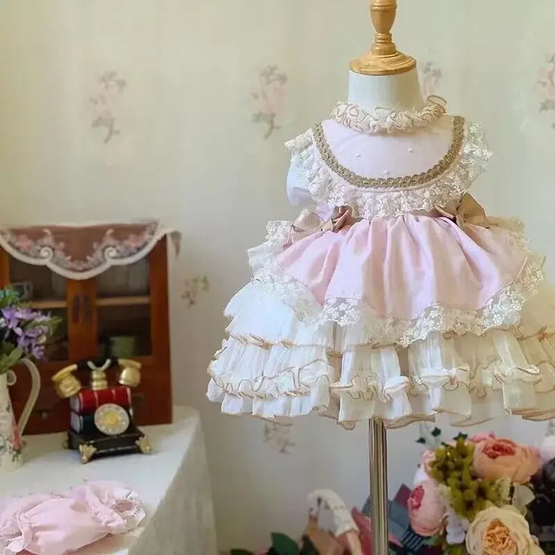 Girls Lolita Kids Summer Lace Purple Pink Green Dress Birthday Party Dress Cute Princess Doll Teen For Girls