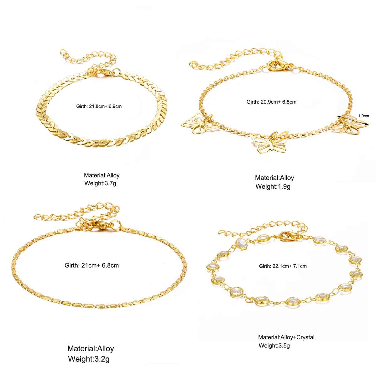 Boho Gold Color Butterfly Anklets Bracelet for Women  Fashion Summer Barefoot Bracelet On Leg 2024 Vintage Beach Femme Jewelry