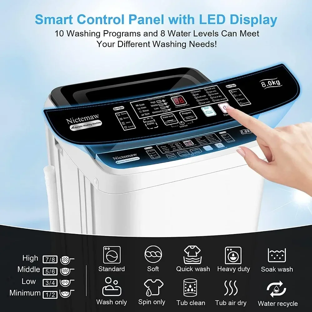 Washing Machine, 17.8Lbs Capacity Variety of Washing, Procedures & Energy Saving & Auto Unbalance Detection, Washing Machine