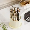 360° Rotating Makeup Brush Organizer - Dustproof Cosmetic Storage Box with Clear Lid Vanity Organizer for Lipstick Brushes Pens 4