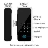 มัลติฟังก์ชั่นสมาร์ทประตูกระจกล็อคอิเล็กทรอนิกส์หลัก Biometric ลายนิ้วมือ Tuya App คีย์ไฟฟ้า Smart Life ประตูดิจิตอลล็อค 6