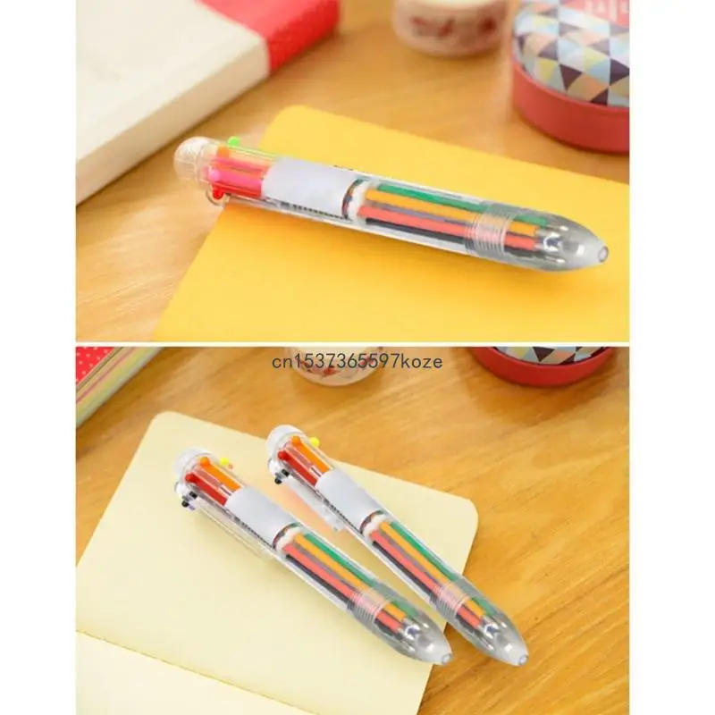6 Pcs 6-in-1 개폐식 볼펜 멀티 컬러 볼펜 셔틀 펜