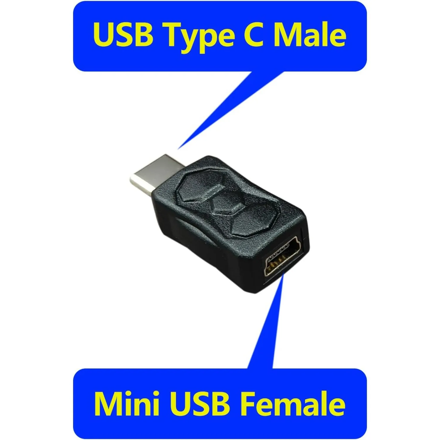 Compact Mini-USB Female to USB-C Male Adapter
