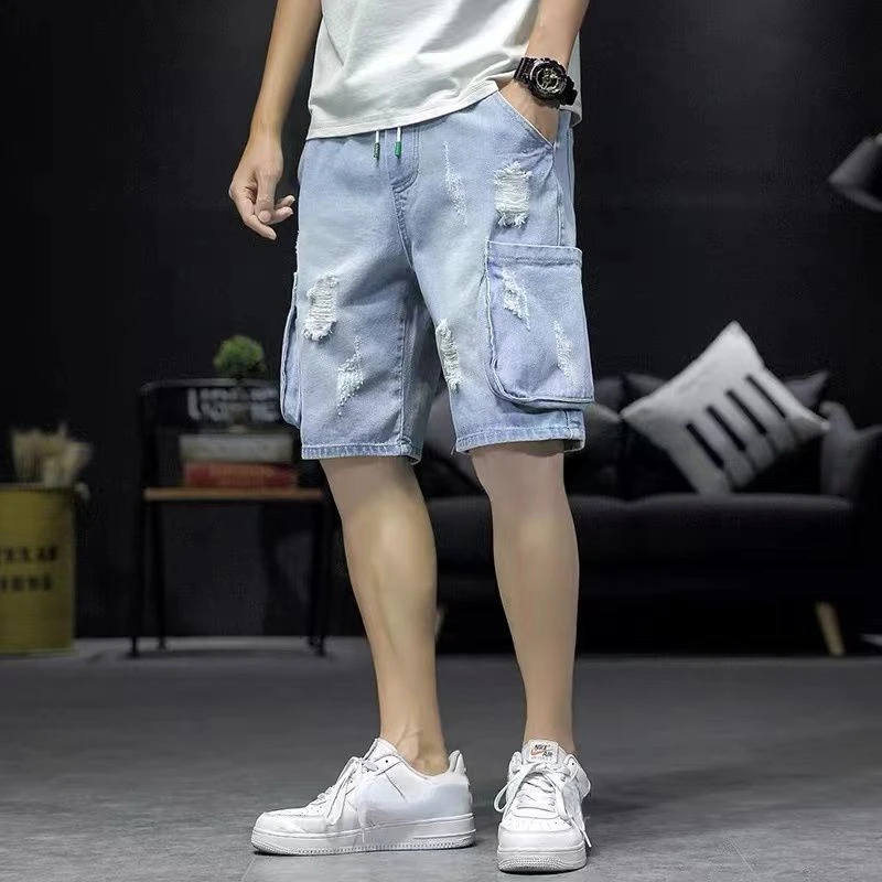 Bermuda Short Jeans Pants for Men with Pockets Man Denim Shorts